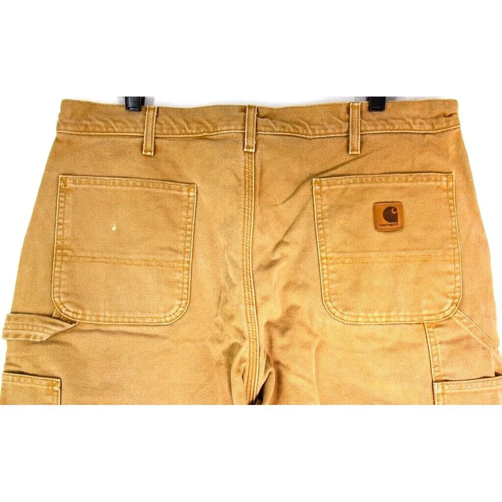 Carhartt Original Dungaree Fit Cargo Work Pants Canvas Tan Size 38 X 32